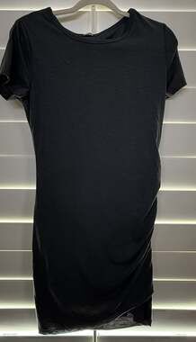 BTFBM Slate Grey Short Sleeve Bodycon Ruched T-Shirt Dress - Womens - Size Small